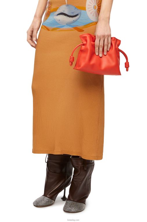 Loewe мини фламенко клъч от телешка кожа напа F84B8320 Жени изгрев оранжево