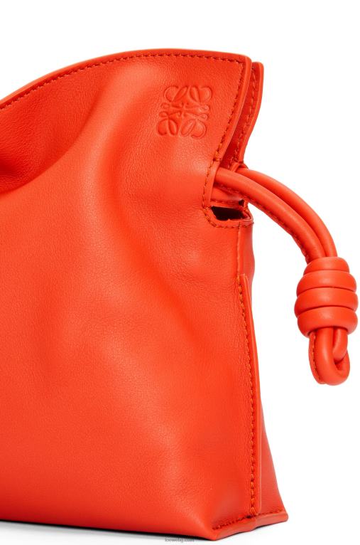 Loewe мини фламенко клъч от телешка кожа напа F84B8320 Жени изгрев оранжево