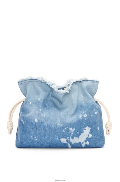 Loewe голям фламенко клъч от деним F84B8391 Жени светло синьо/слонова кост