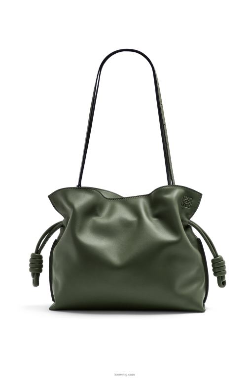 Loewe фламенко клъч от телешка кожа напа F84B8428 Жени реколта каки