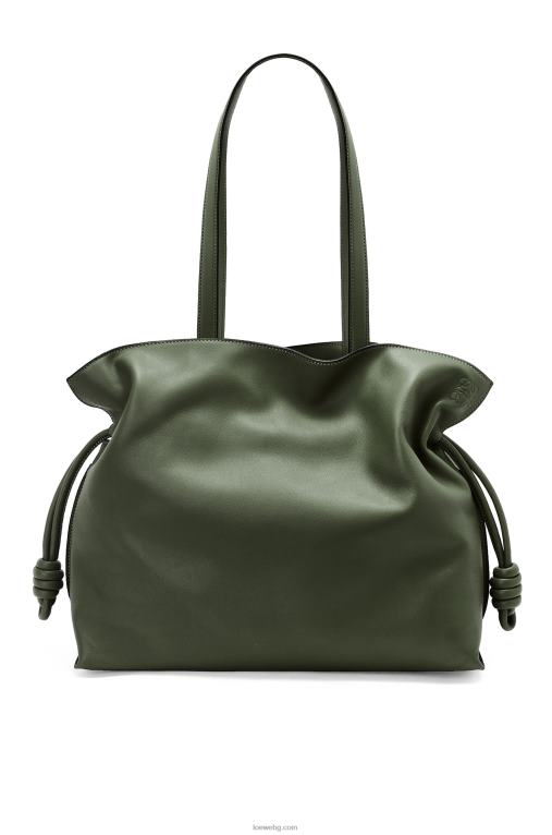 Loewe голям фламенко клъч от телешка кожа напа F84B8429 Жени реколта каки