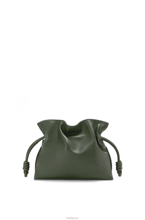 Loewe мини фламенко клъч от телешка кожа напа F84B8553 Жени реколта каки