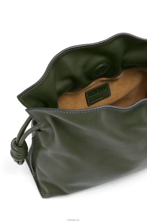 Loewe мини фламенко клъч от телешка кожа напа F84B8553 Жени реколта каки