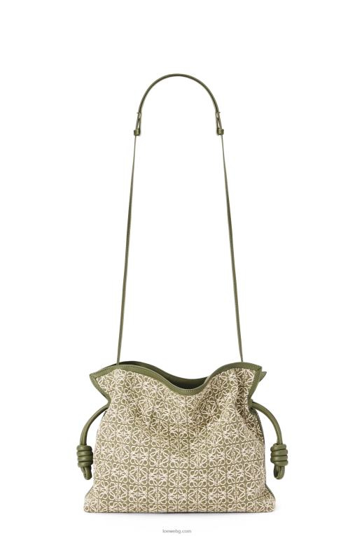 Loewe фламенко клъч от анаграм жакард и телешка кожа F84B8607 Жени зелено/зелено авокадо