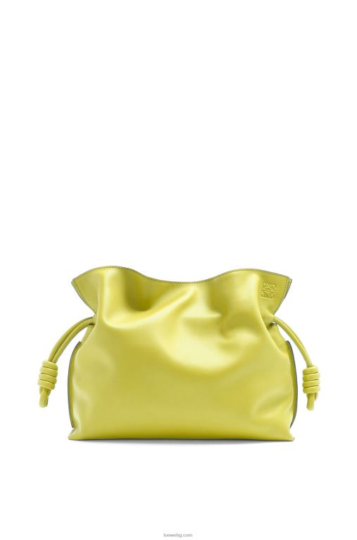 Loewe фламенко клъч от телешка кожа напа F84B8608 Жени лайм жълто
