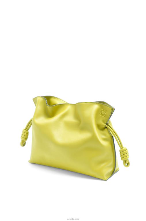 Loewe фламенко клъч от телешка кожа напа F84B8608 Жени лайм жълто