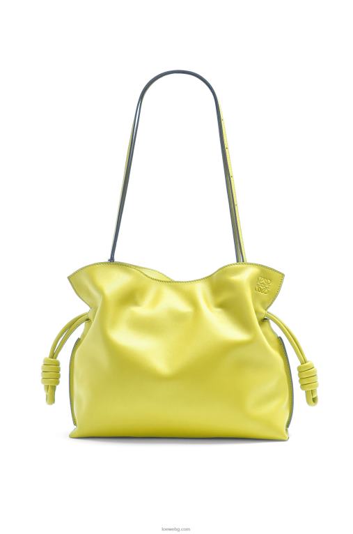 Loewe фламенко клъч от телешка кожа напа F84B8608 Жени лайм жълто