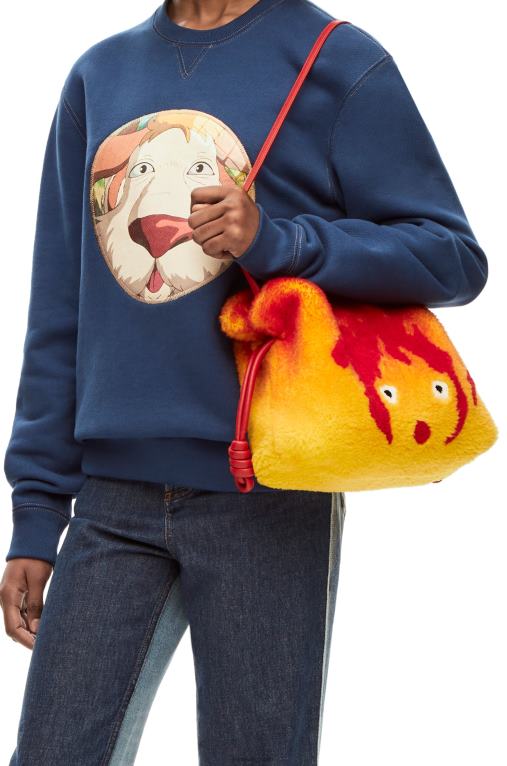 Loewe calcifer фламенко съединител в стрижено платно F84B8443 Жени червен