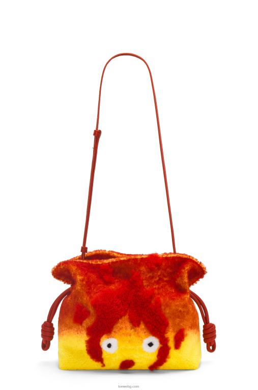 Loewe calcifer фламенко съединител в стрижено платно F84B8443 Жени червен