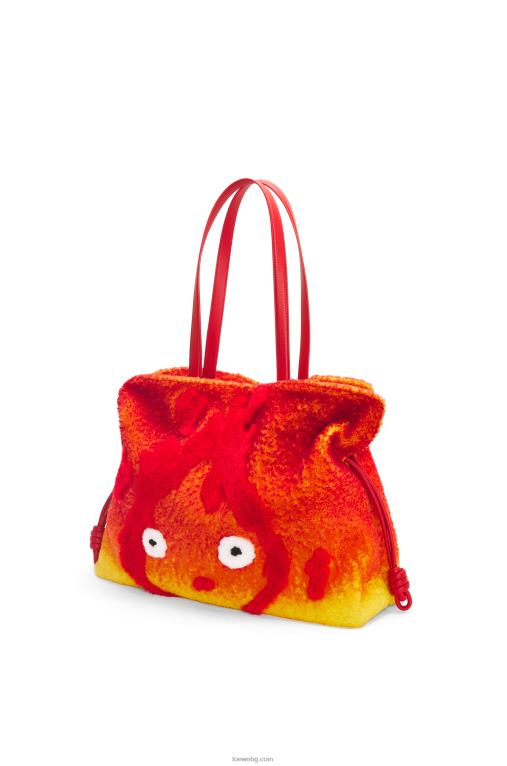 Loewe calcifer xl фламенко съединител в стрижено платно F84B8444 Жени червен