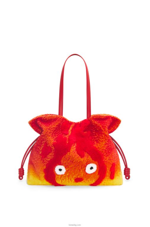 Loewe calcifer xl фламенко съединител в стрижено платно F84B8444 Жени червен