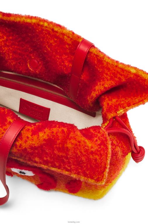 Loewe calcifer xl фламенко съединител в стрижено платно F84B8444 Жени червен
