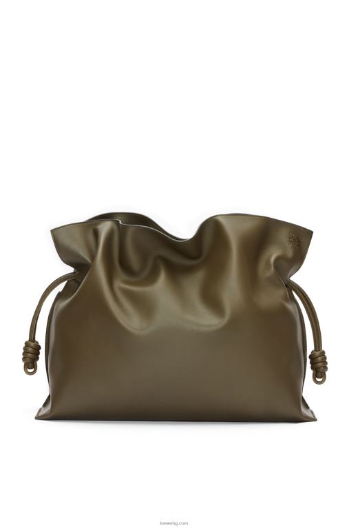 Loewe xl фламенко чанта от телешка кожа напа F84B8360 Жени тъмно каки зелено