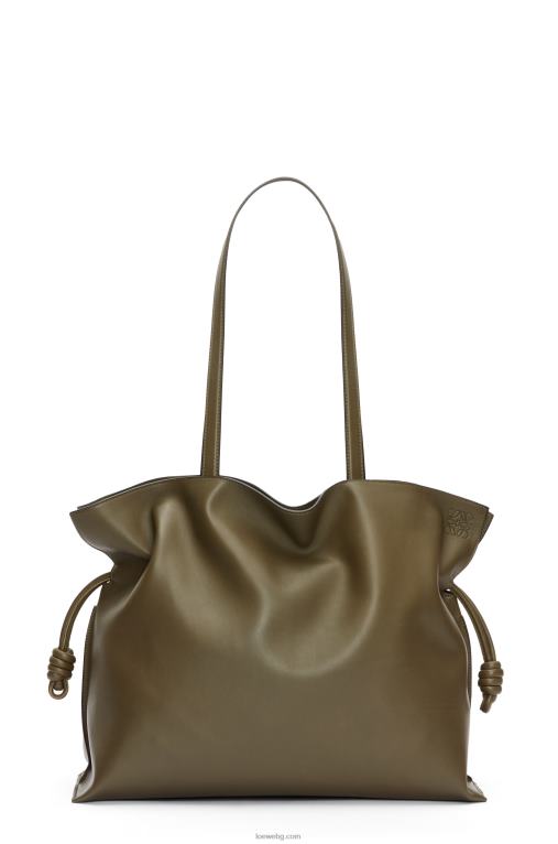 Loewe xl фламенко чанта от телешка кожа напа F84B8360 Жени тъмно каки зелено