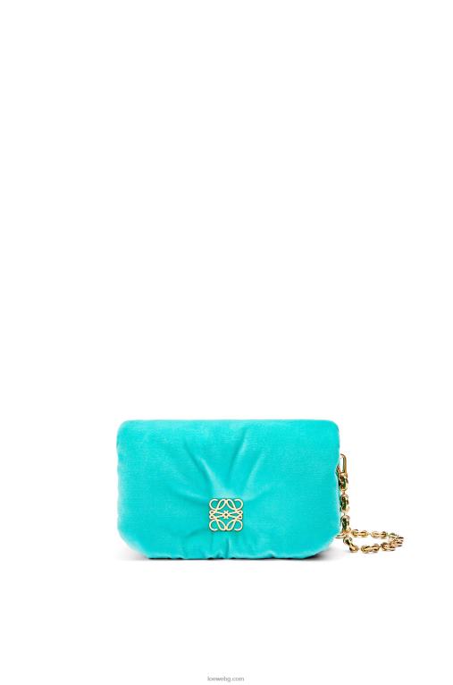 Loewe мини чанта тип гоя от кадифе F84B8248 Жени карибско синьо