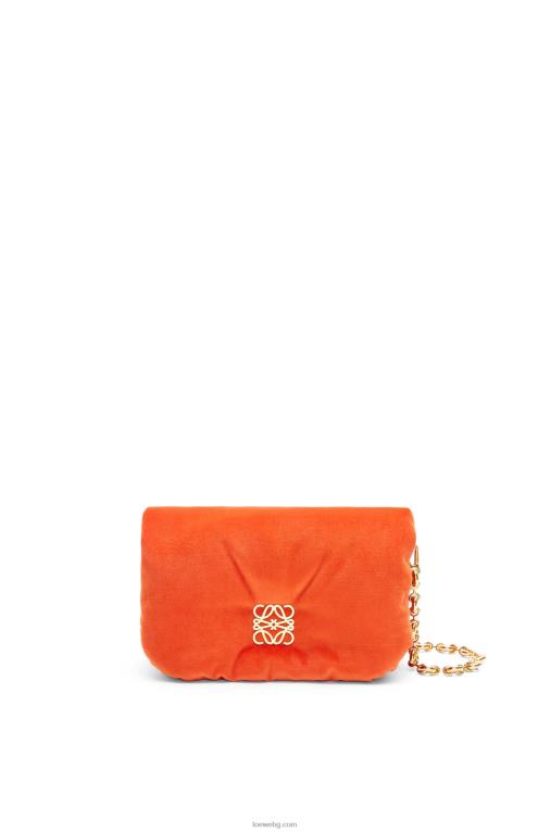 Loewe мини чанта тип гоя от кадифе F84B8249 Жени коралово червено