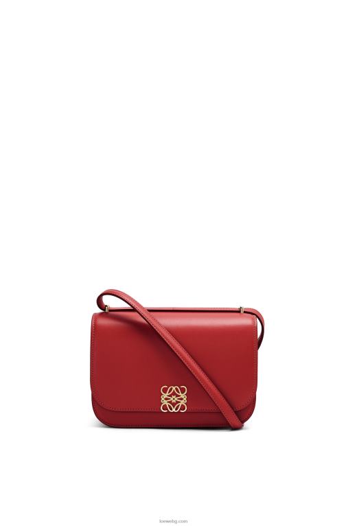 Loewe малка чанта goya от копринена телешка кожа F84B8308 Жени тъмно червено