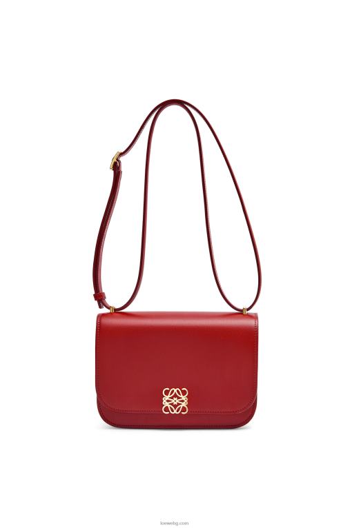 Loewe малка чанта goya от копринена телешка кожа F84B8308 Жени тъмно червено