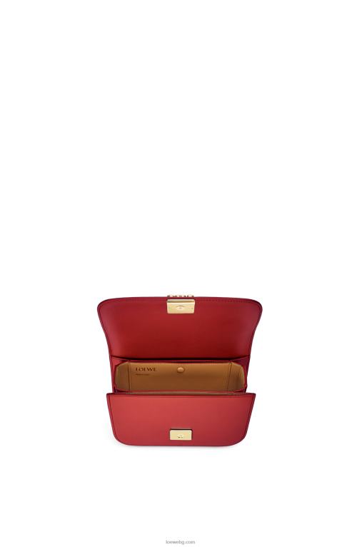 Loewe малка чанта goya от копринена телешка кожа F84B8308 Жени тъмно червено