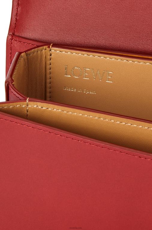 Loewe малка чанта goya от копринена телешка кожа F84B8308 Жени тъмно червено