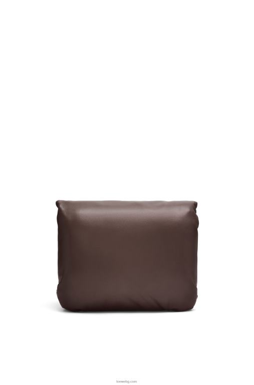 Loewe пуфирана чанта goya от лъскава агнешка кожа от напа F84B8383 Жени тъмен шоколад