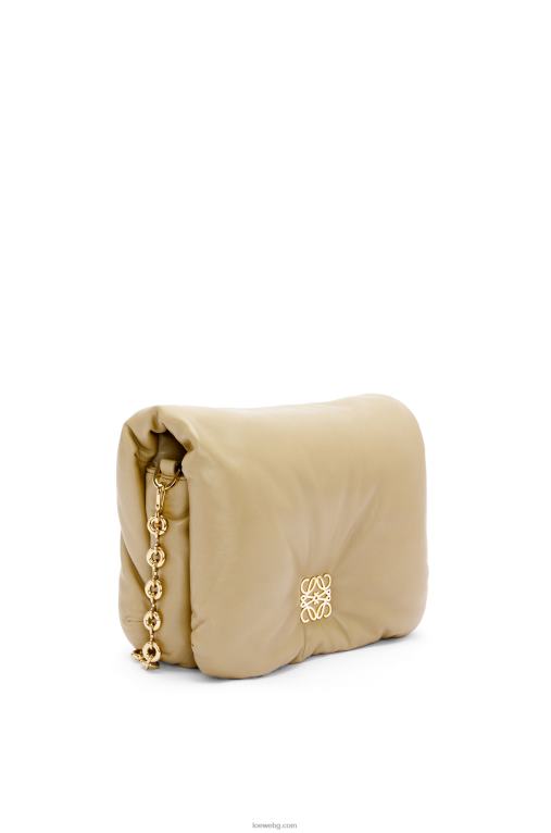 Loewe пуфирана чанта goya от лъскава агнешка кожа от напа F84B8386 Жени глина зелена