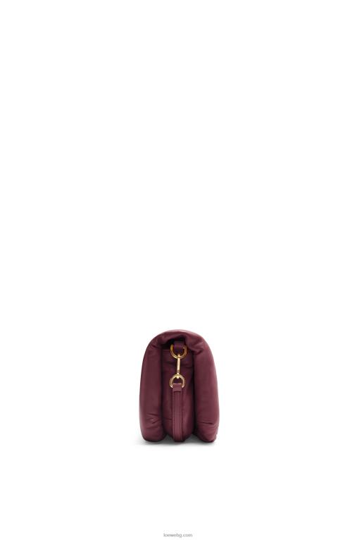Loewe мини чанта goya puffer от лъскава агнешка кожа от напа F84B8251 Жени бордо