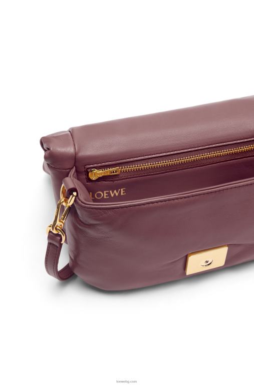 Loewe мини чанта goya puffer от лъскава агнешка кожа от напа F84B8251 Жени бордо