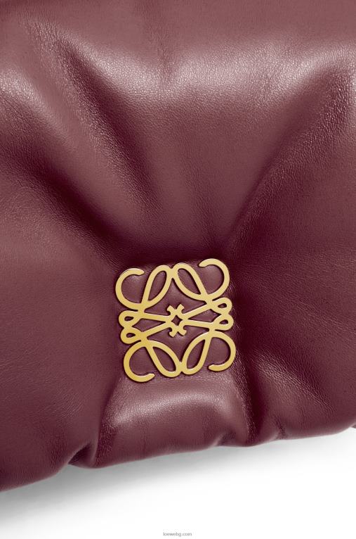 Loewe мини чанта goya puffer от лъскава агнешка кожа от напа F84B8251 Жени бордо