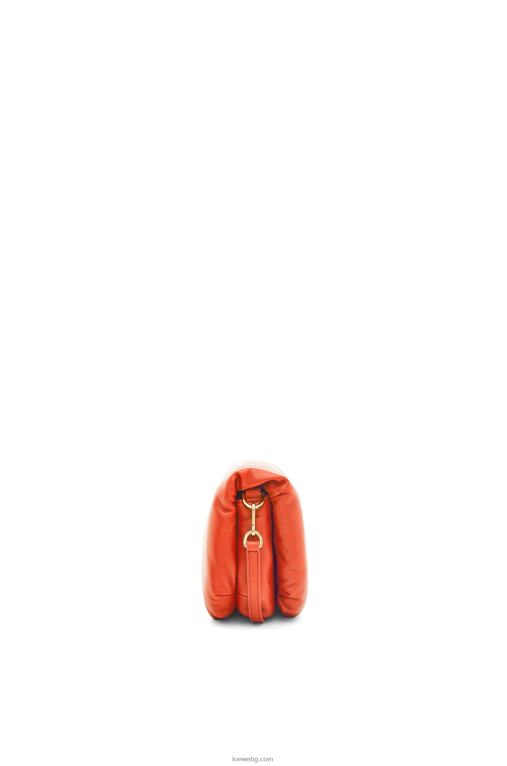 Loewe мини чанта goya puffer от лъскава агнешка кожа от напа F84B8326 Жени изгрев оранжево