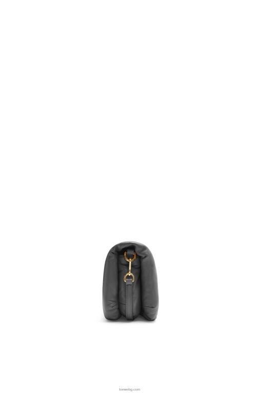 Loewe мини чанта goya puffer от лъскава агнешка кожа от напа F84B8413 Жени черен