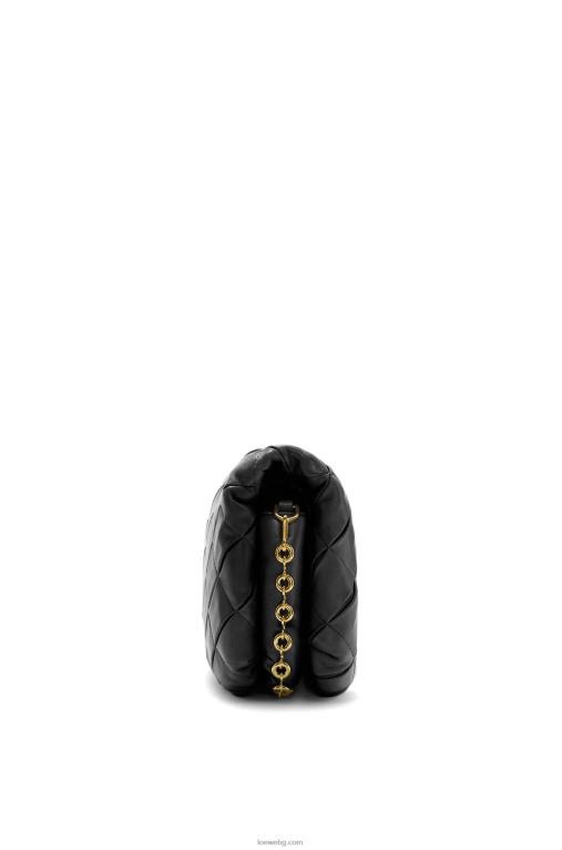 Loewe puffer goya от плисирана лъскава агнешка кожа от напа F84B8384 Жени черен