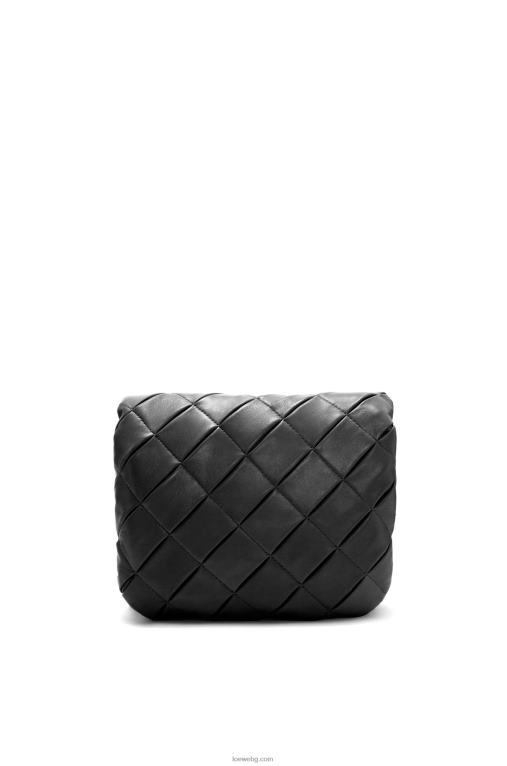 Loewe puffer goya от плисирана лъскава агнешка кожа от напа F84B8384 Жени черен