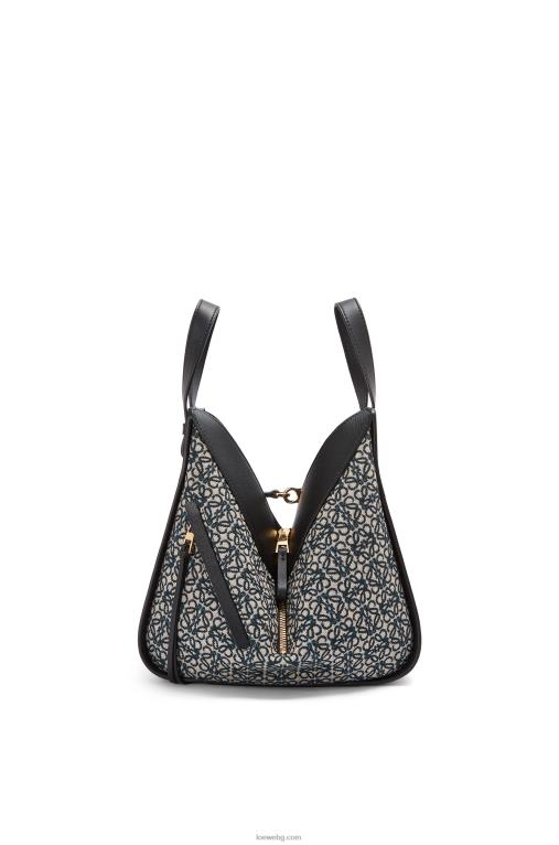 Loewe малка чанта за хамак от анаграм жакард и телешка кожа F84B8520 Жени тъмносиньо/черно