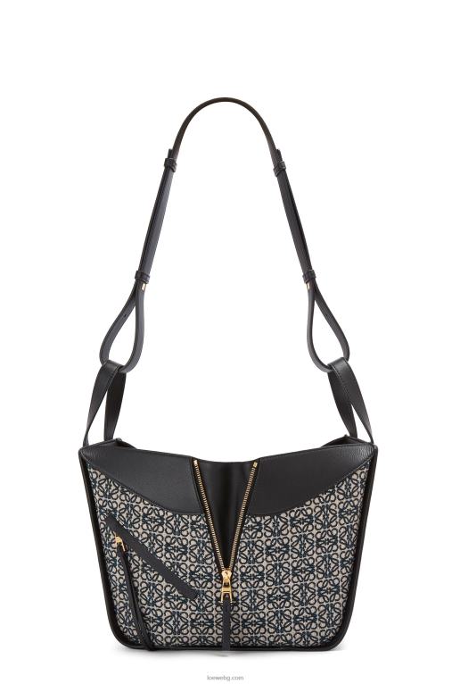 Loewe малка чанта за хамак от анаграм жакард и телешка кожа F84B8520 Жени тъмносиньо/черно