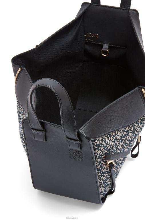 Loewe малка чанта за хамак от анаграм жакард и телешка кожа F84B8520 Жени тъмносиньо/черно