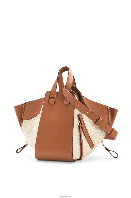 Loewe малка чанта за хамак от анаграм жакард и телешка кожа F84B8523 Жени екрю/тен