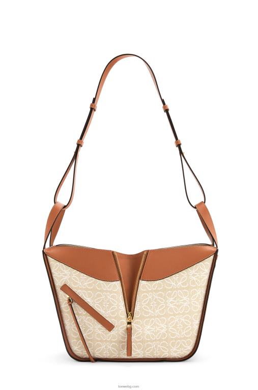 Loewe малка чанта за хамак от анаграм жакард и телешка кожа F84B8523 Жени екрю/тен