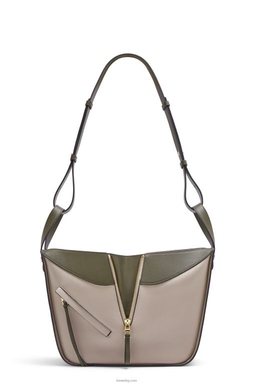 Loewe малка чанта за хамак от класическа телешка кожа F84B8525 Жени есенно зелено/светло овесено