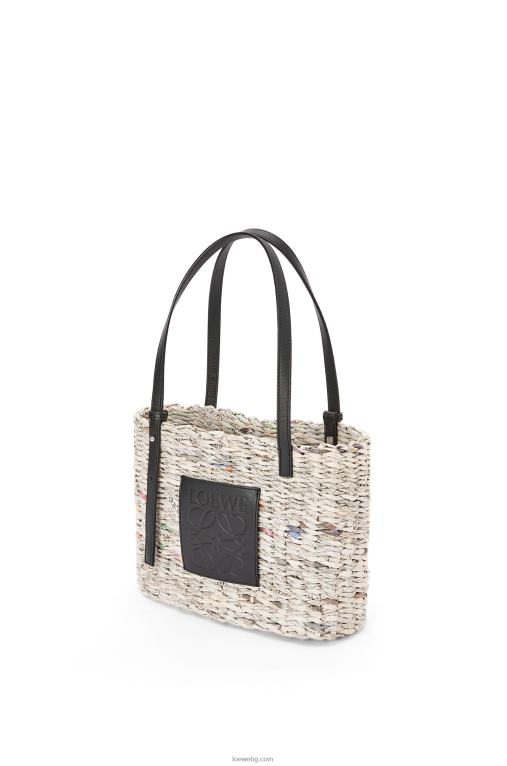 Loewe малка квадратна кошница за вестници от хартия и телешка кожа F84B8100 Жени черен/многоцветен
