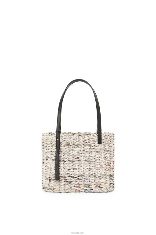 Loewe малка квадратна кошница за вестници от хартия и телешка кожа F84B8100 Жени черен/многоцветен
