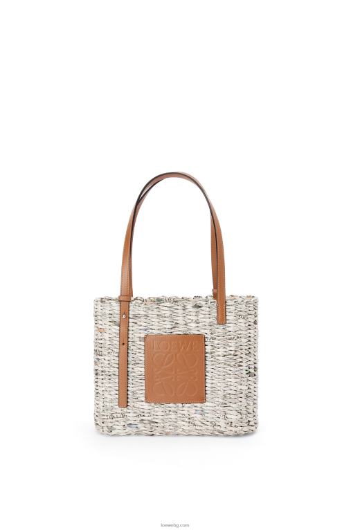 Loewe малка квадратна кошница за вестници от хартия и телешка кожа F84B8101 Жени тен/многоцветен