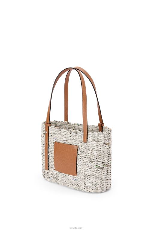 Loewe малка квадратна кошница за вестници от хартия и телешка кожа F84B8101 Жени тен/многоцветен