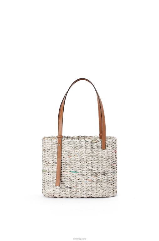 Loewe малка квадратна кошница за вестници от хартия и телешка кожа F84B8101 Жени тен/многоцветен