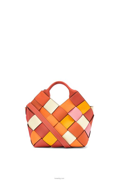 Loewe малка излишна кожена плетена чанта-кошница от телешка кожа F84B8102 Жени оранжево