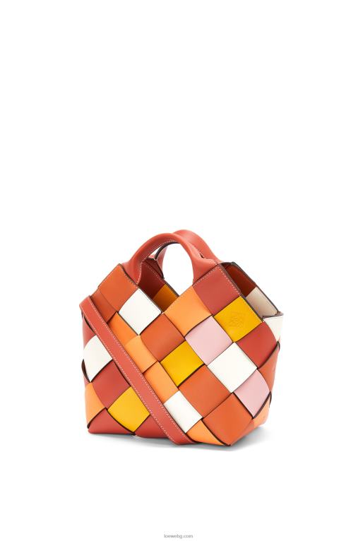 Loewe малка излишна кожена плетена чанта-кошница от телешка кожа F84B8102 Жени оранжево