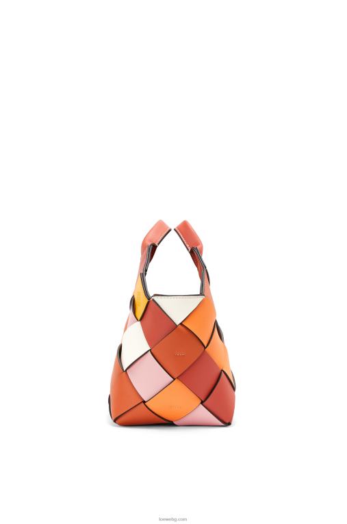 Loewe малка излишна кожена плетена чанта-кошница от телешка кожа F84B8102 Жени оранжево