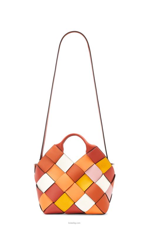 Loewe малка излишна кожена плетена чанта-кошница от телешка кожа F84B8102 Жени оранжево