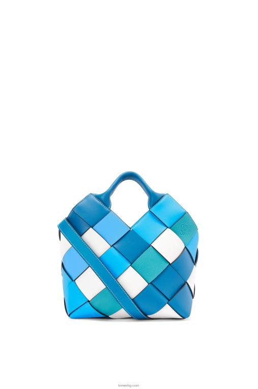 Loewe малка излишна кожена плетена чанта-кошница от телешка кожа F84B8104 Жени син