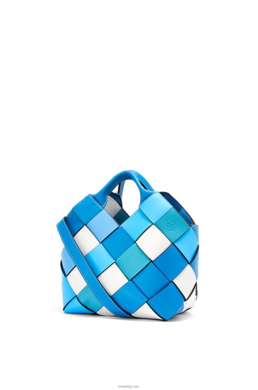 Loewe малка излишна кожена плетена чанта-кошница от телешка кожа F84B8104 Жени син